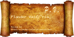 Plander Valéria névjegykártya